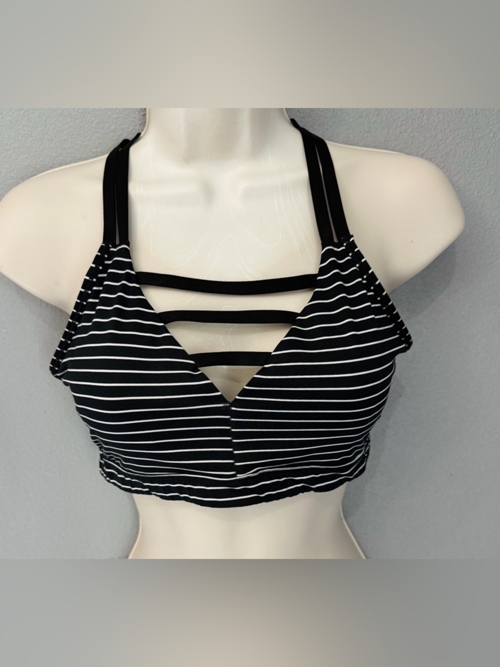 Victoria's Secret Black & White Striped Multi‑Strap Bralette